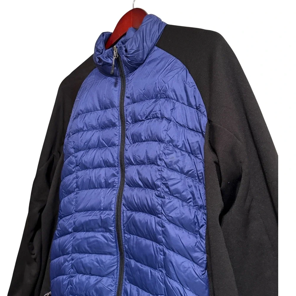 Weatherproof 32 Degrees Women XXL Blue Black Hybrid Down Puffer Fleece Jacket - Picture 4 of 5